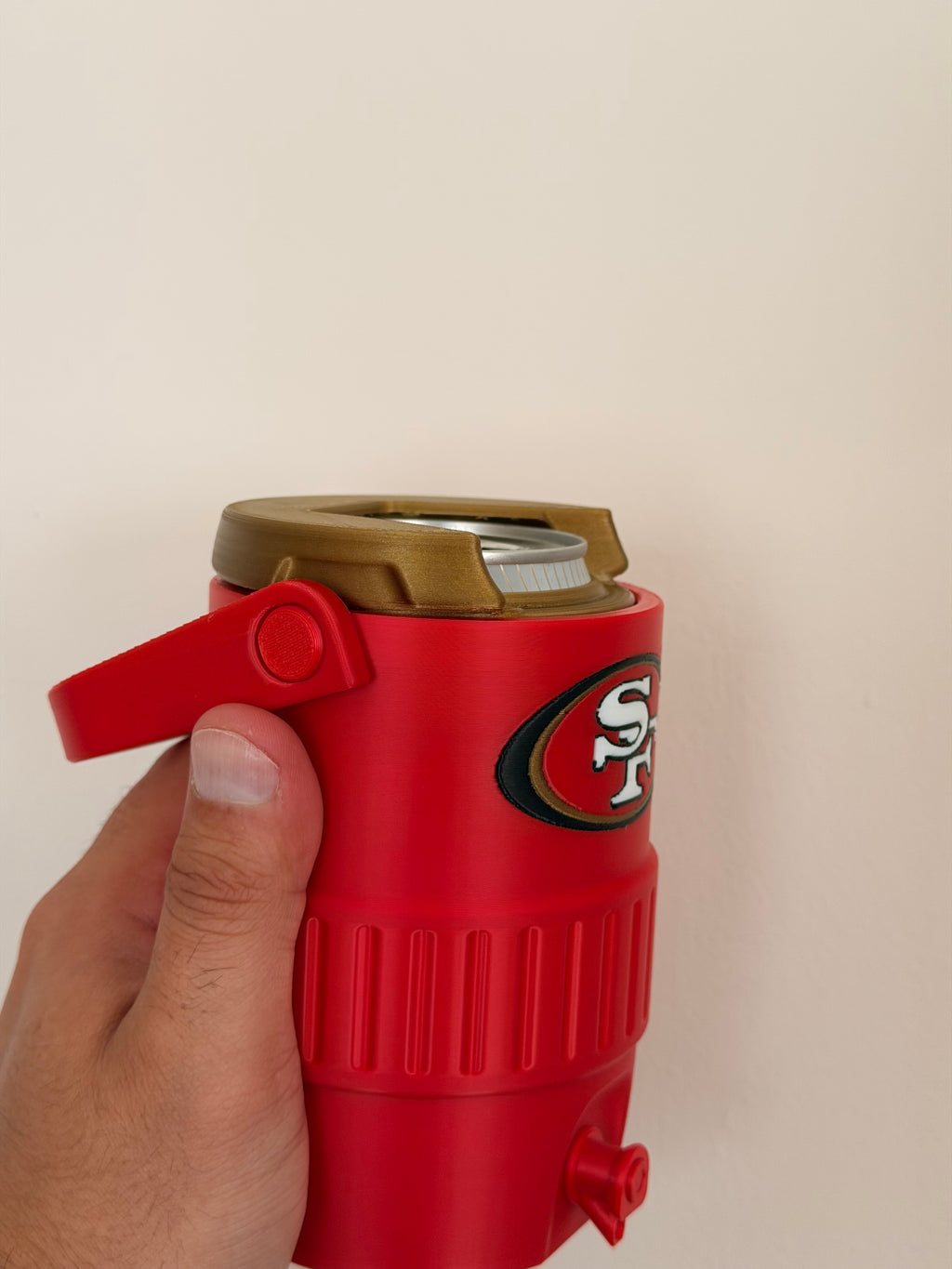 San Francisco 49ers Fan Koozie – porta latas 355ml Impreso en 3D