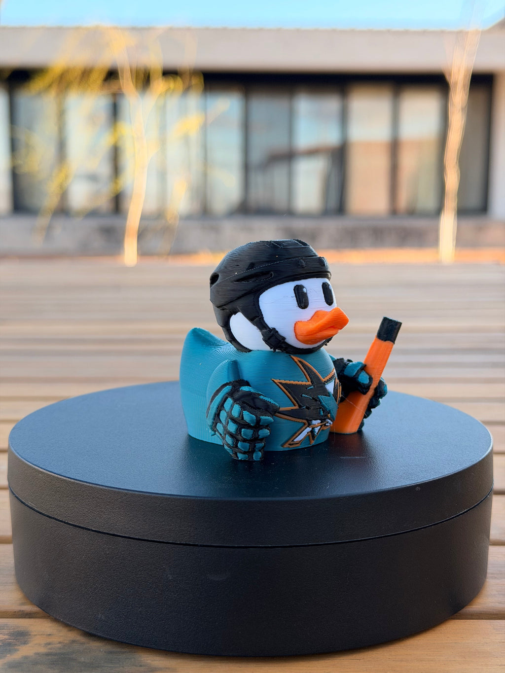 San Jose Sharks Patito de Hockey – Impreso en 3D Fan NHL Patito Coleccionable | Sharks Regalo Fan | Hockey Decoración de Tablero