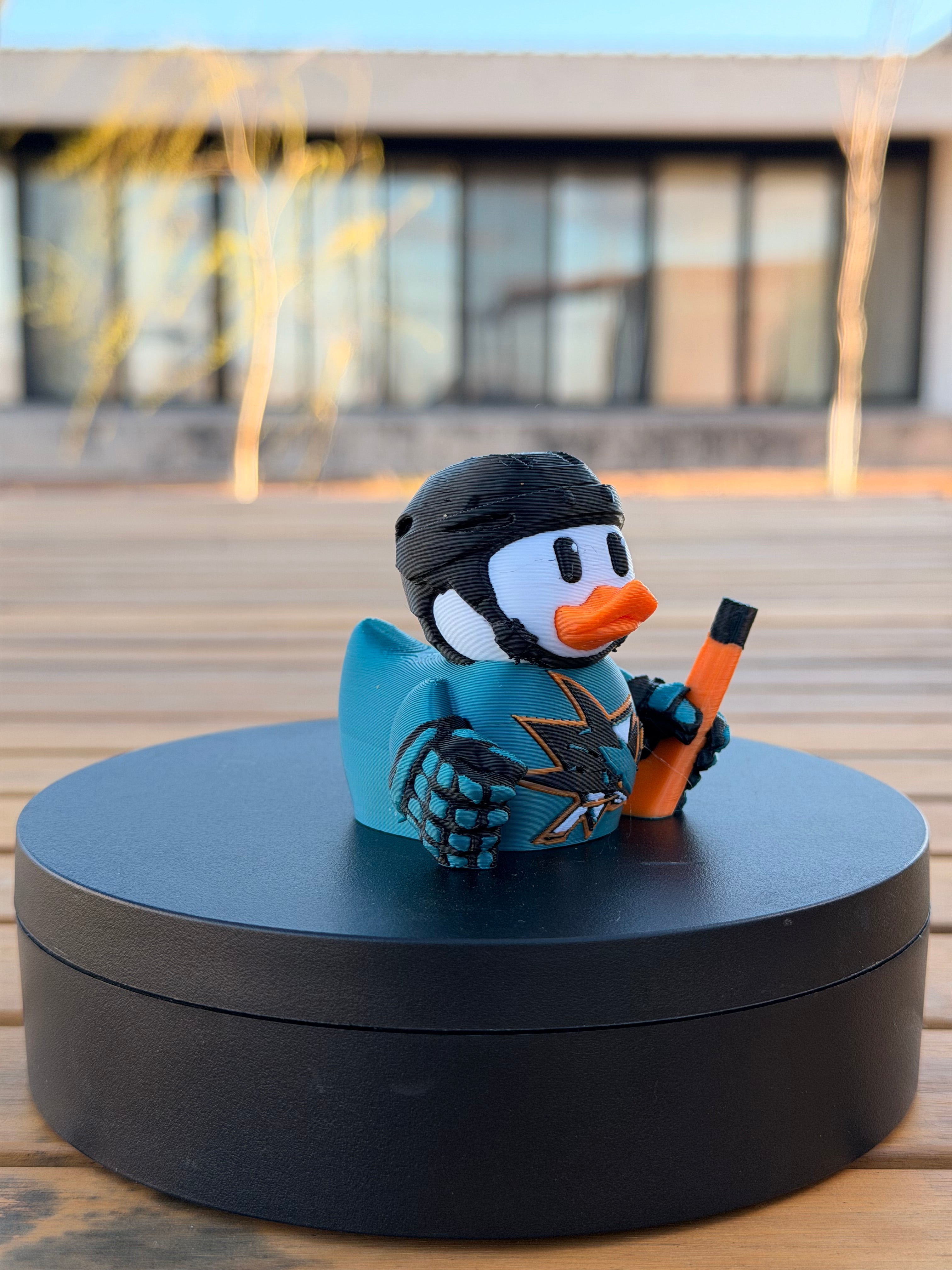 San Jose Sharks Patito de Hockey – Impreso en 3D Fan NHL Patito Coleccionable | Sharks Regalo Fan | Hockey Decoración de Tablero