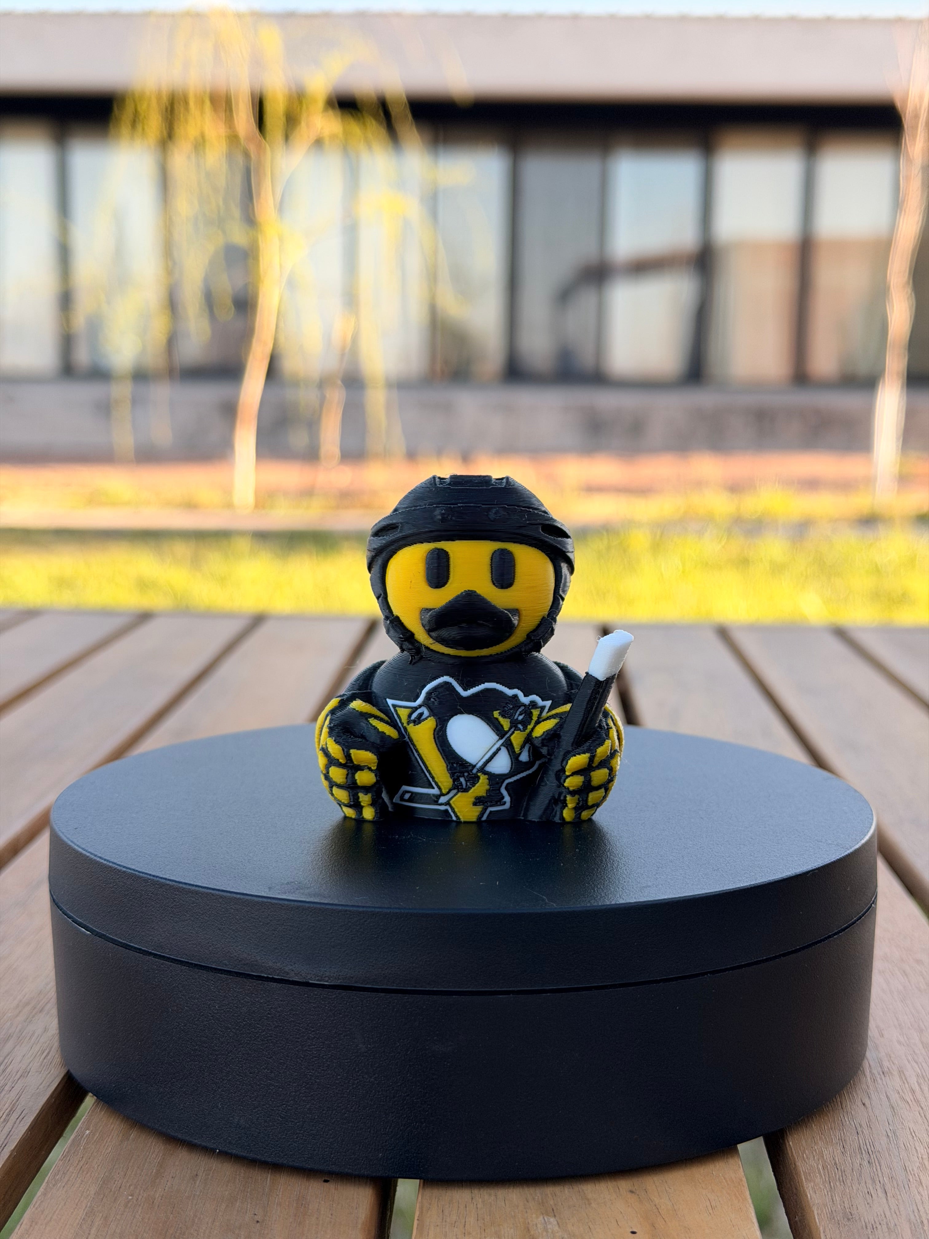 Pittsburgh Penguins Patito de Hockey – Impreso en 3D Fan NHL Patito Coleccionable | Penguins Regalo Fan | Hockey Decoración de Tablero