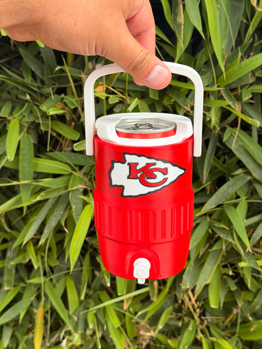 Kansas City Chiefs Fan Koozie – porta latas 355ml Impreso en 3D