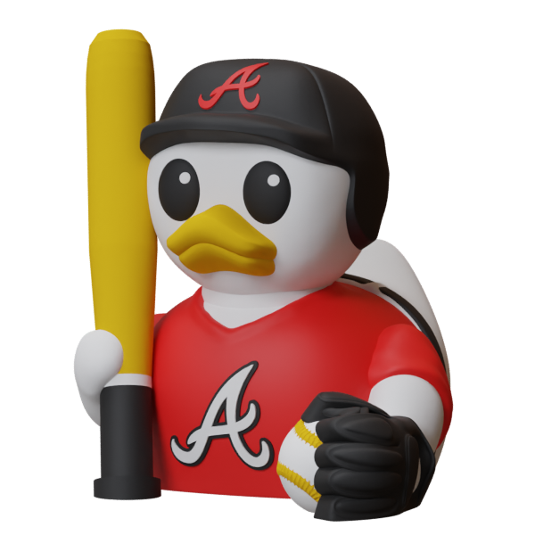 Atlanta Braves Patito de Béisbol – Impreso en 3D Fan MLB Patito Coleccionable | Braves Regalo Fan | Baseball Decoración de Tablero