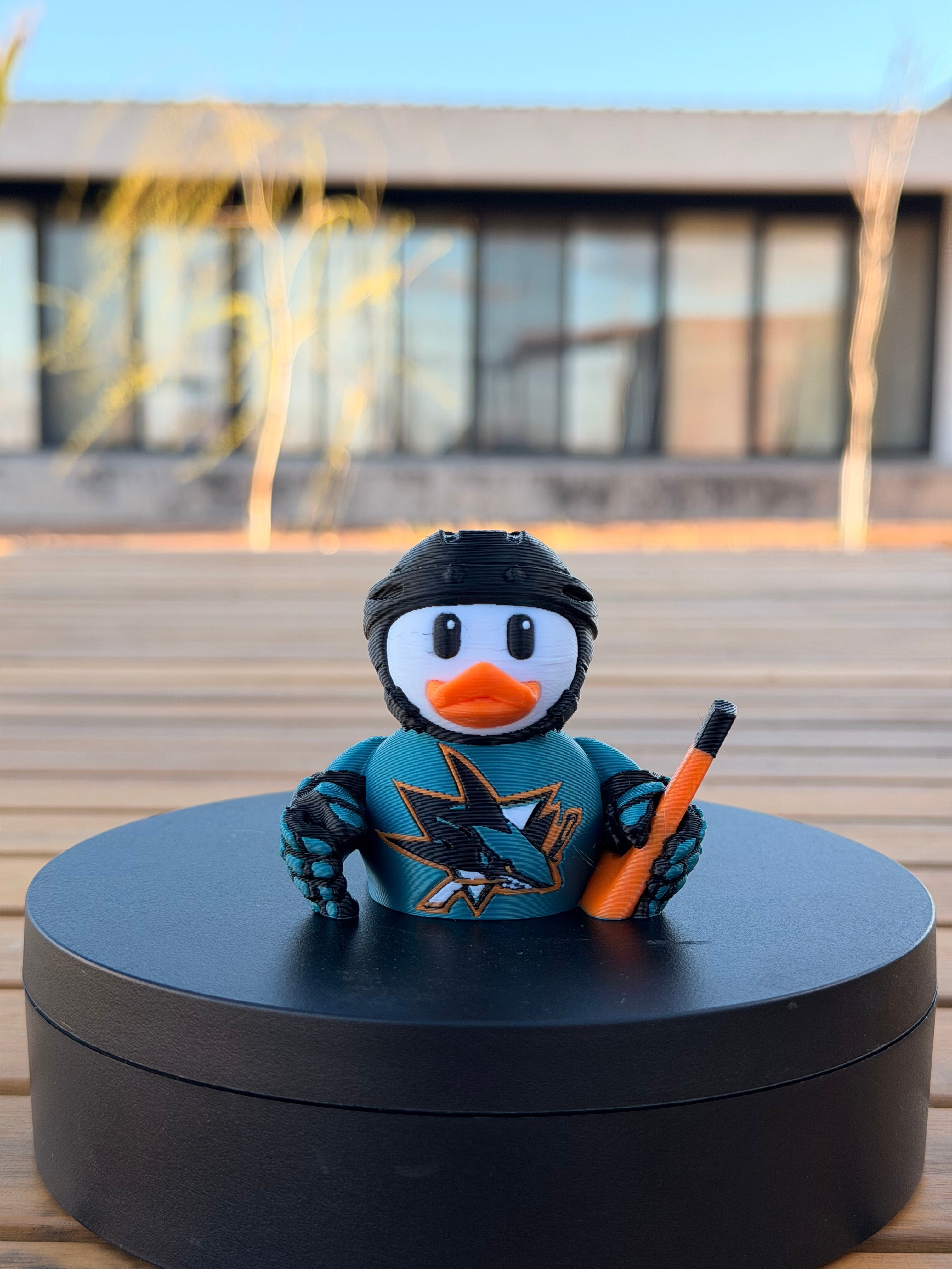 San Jose Sharks Patito de Hockey – Impreso en 3D Fan NHL Patito Coleccionable | Sharks Regalo Fan | Hockey Decoración de Tablero