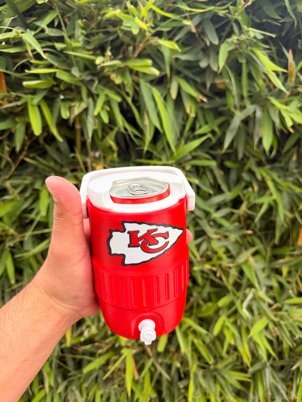 Kansas City Chiefs Fan Koozie – porta latas 355ml Impreso en 3D