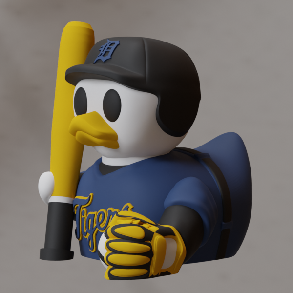 Detroit Tigers Patito de Béisbol – Impreso en 3D Fan MLB Patito Coleccionable | Tigers Regalo Fan | Baseball Decoración de Tablero