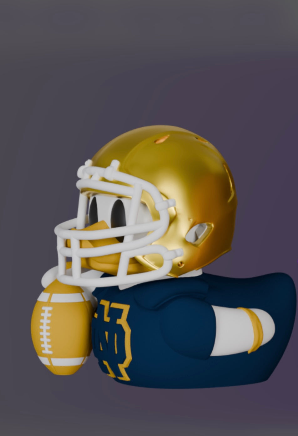 Notre Dame Patito de Fútbol Americano – Impreso en 3D Fan Fútbol Universitario Patito Coleccionable | Fighting Irish Regalo Fan | Football Decoración para Auto