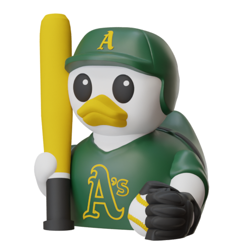 Oakland Athletics Patito de Béisbol – Impreso en 3D Fan MLB Patito Coleccionable | Athletics Regalo Fan | Baseball Decoración de Tablero