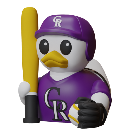 Colorado Rockies Patito de Béisbol – Impreso en 3D Fan MLB Patito Coleccionable | Rockies Regalo Fan | Baseball Decoración de Tablero