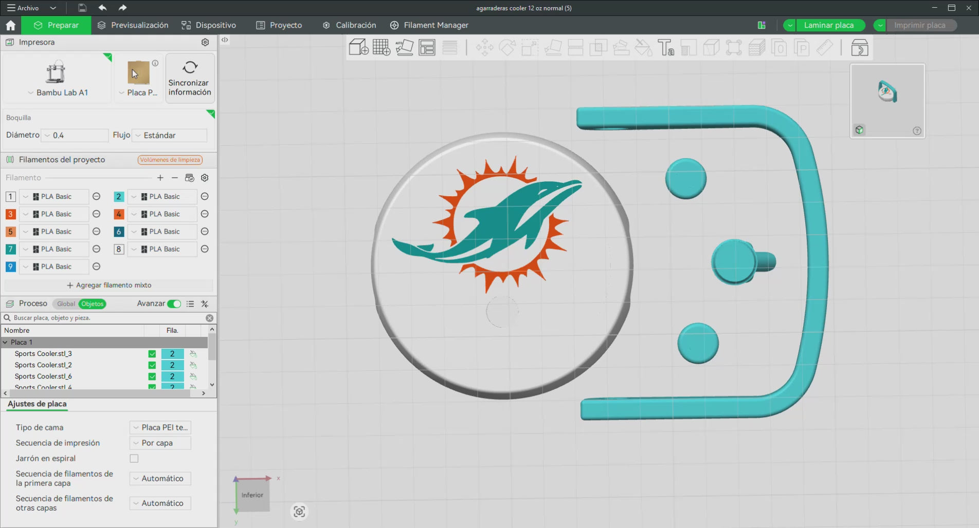 Miami dolphins Fan Koozie – Enfriador de Lata 355ml Impreso en 3D